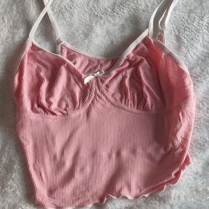 Pink Ribbed Crop Top